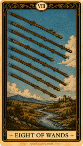 Eight of Wands Tarot Card