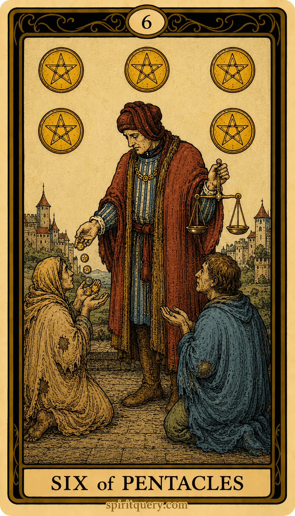 Six of Pentacles Tarot Card