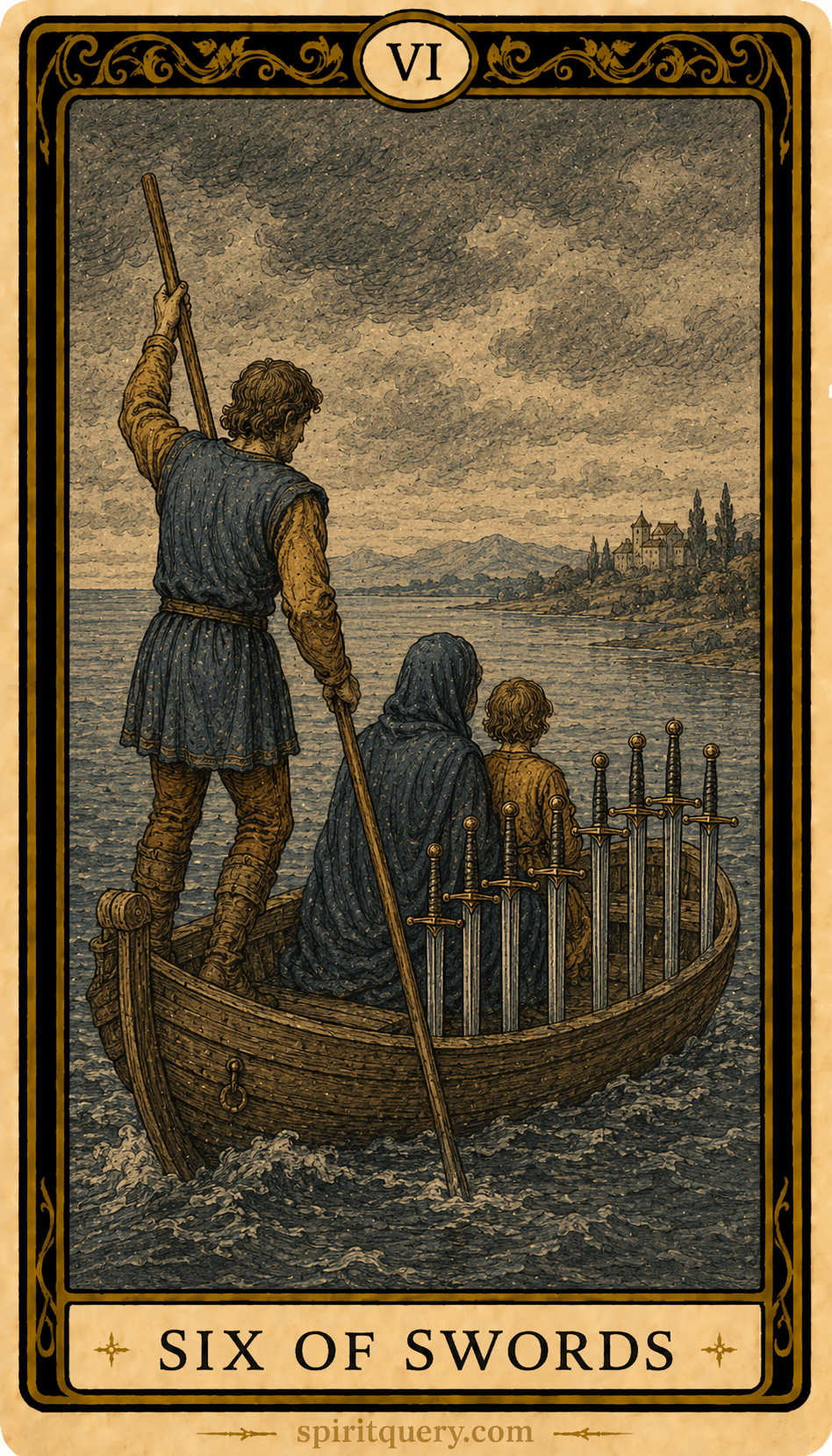 Six of Swords Tarot Card - Swords Card 6