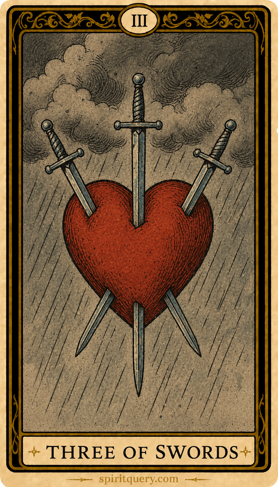 Three of Swords Tarot Card