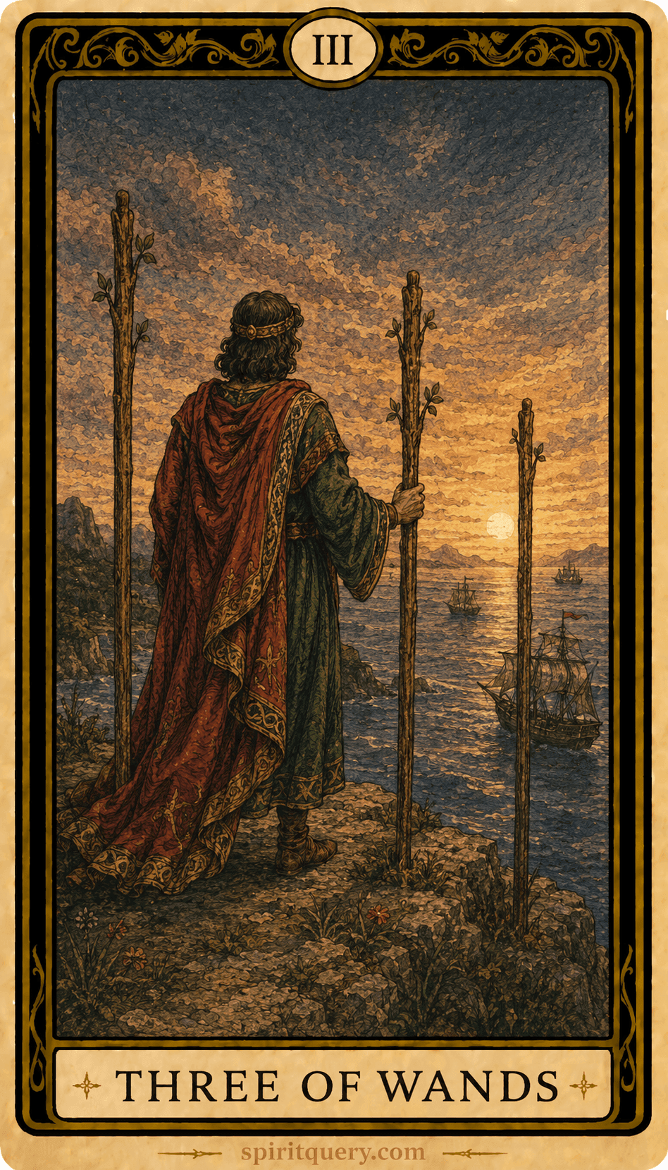 Three of Wands Tarot Card